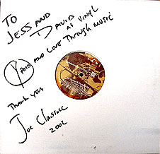Personally autographed record from Joe Clausell